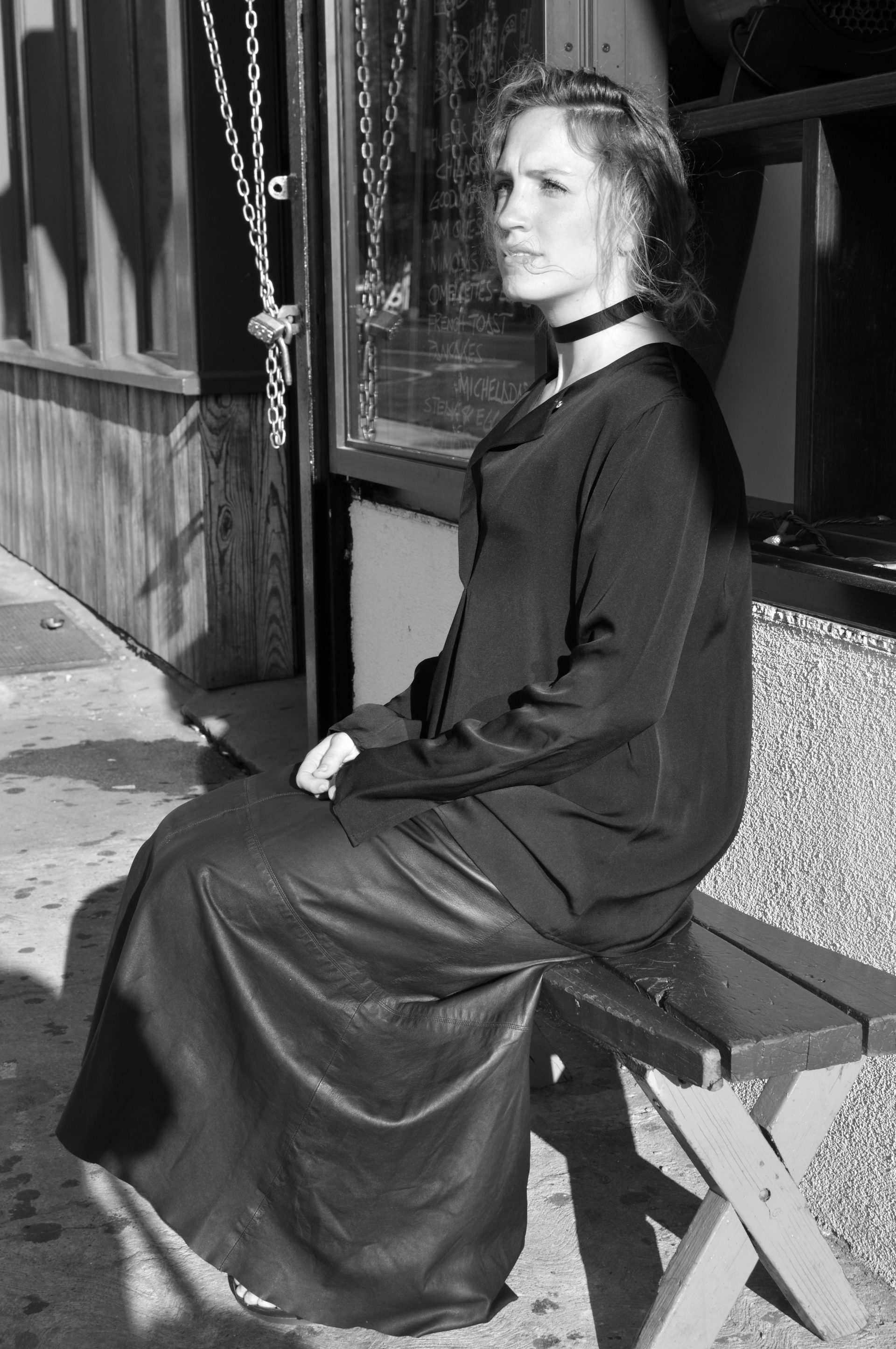 Vera Wang Black Lambskin Leather Gown